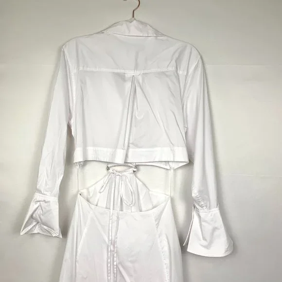 NWT Jonathan Simkhai Alex Pleated Cut Out Maxi Midi Dress White Medium - Picture 9 of 13